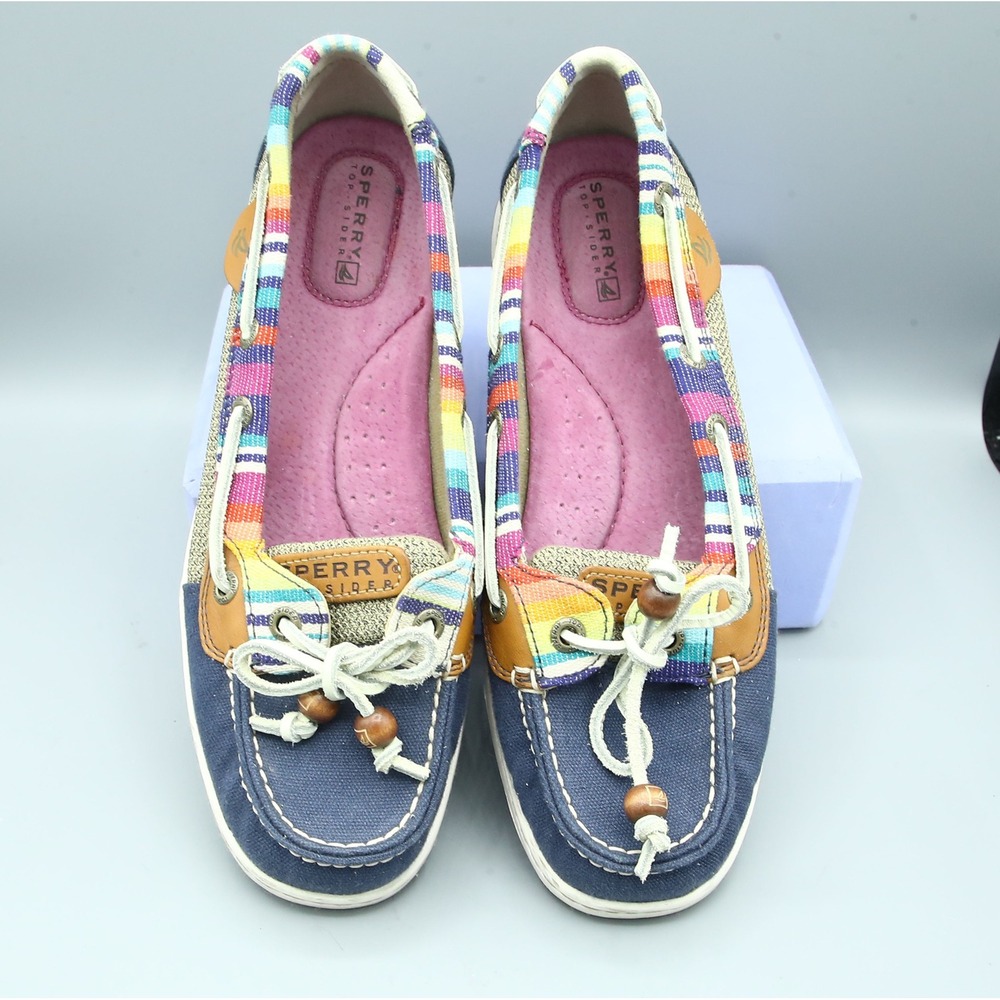 Sperry Top-Sider Womens 7.5M Blue Multi Striped Boat Shoes 9265984